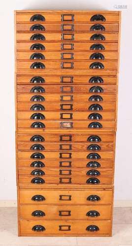 Old spruce chest of drawers with original handles.