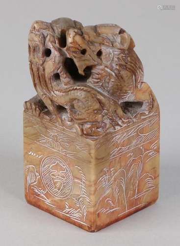 Antique natural Chinese lacquer temple with dragons.