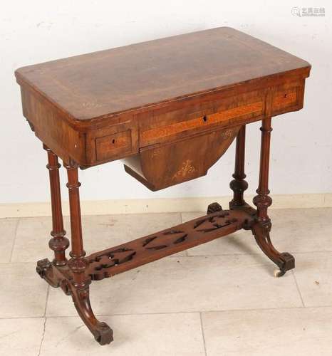 19th Century English exclusive carrot nut sewing table