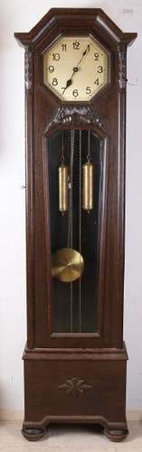 Antique oak Art Deco standing clock. Eight-day movement