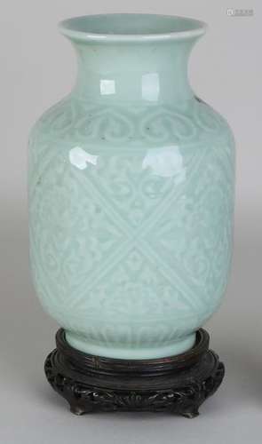 Old / antique Chinese porcelain vase with celadon glaze