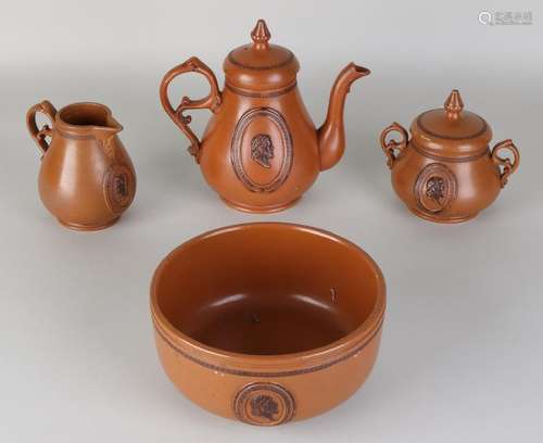 19th Century four-piece terracotta dinnerware with