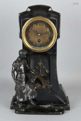 Antique German art nouveau table clock with industrial