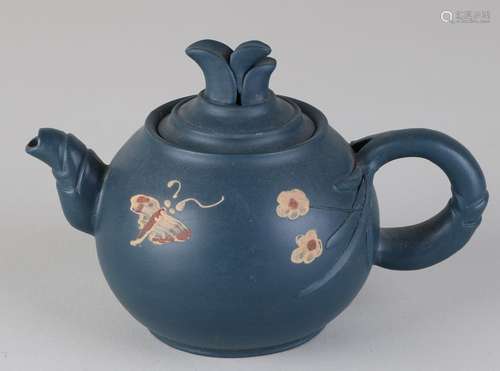 Ancient Chinese Yixing teapot with bamboo decor and