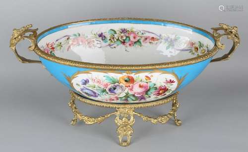 Large antique French Sevres porcelain table bowl with