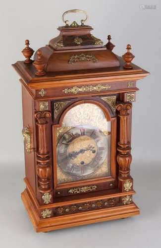 Very large German walnut Gründerzeit table clock