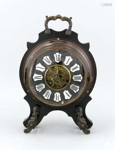 19th Century French walnut with brass table clock with