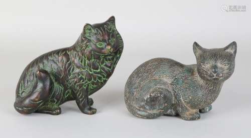 Two old Oriental bronze cat-like ones. 20th century.