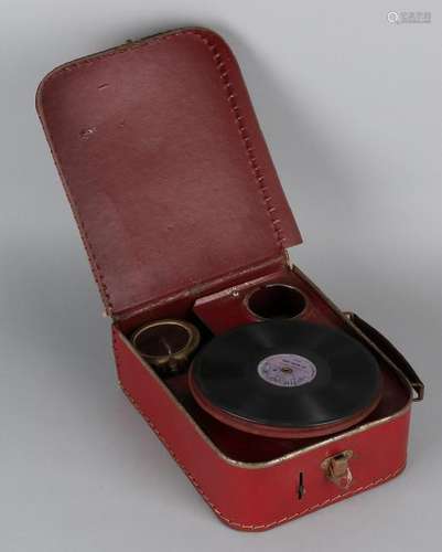 Pre-war children's gramophone in suitcase. Circa 1930.