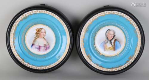 Two 19th century French Sevres porcelain plates in