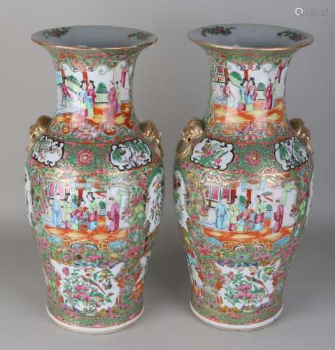 Two large 19th century Cantonese Family Rose vases with