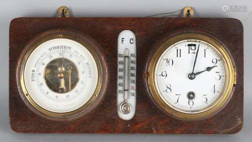 Antique weather station with clock. Eight-day movement.