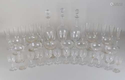 Large antique crystal glasses. Faceted. Consisting of: