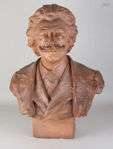 Large 19th century terracotta bust. Signed Hollman