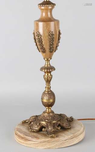 Very large Italian table lamp with marble and brass.