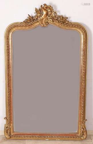 Large 19th century gilded French mirror with Rococo