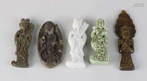 Five times old / antique various natural stone figures.