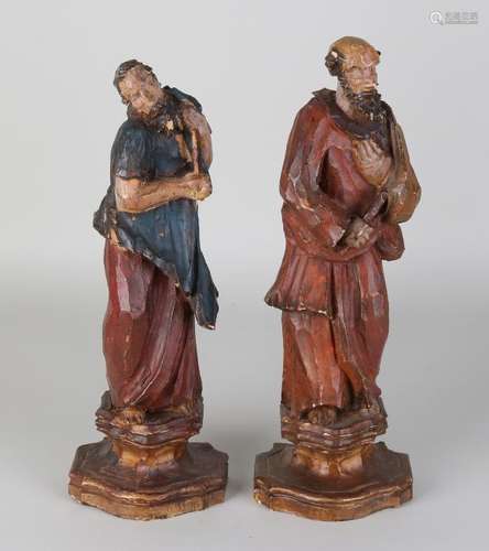 Two South German Baroque polychrome sacred figures.