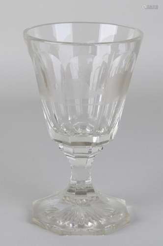 Antique German engraved crystal bowl with four engraved