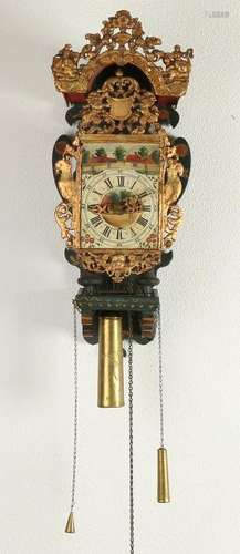 19th Century Frisian chair clock with alarm clock.