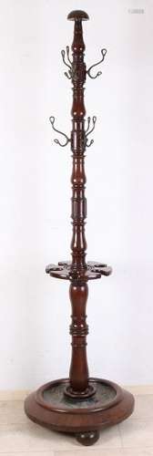 Rare 19th century mahogany coat rack with umbrella