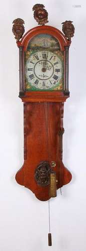 Early 19th century oak Frisian tail clock with alarm