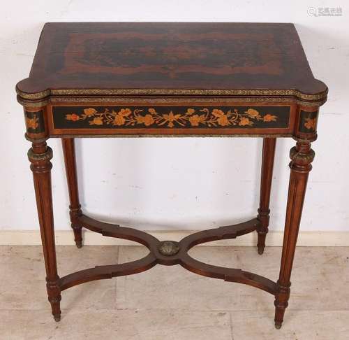 19th Century French mahogany wood table with bronze