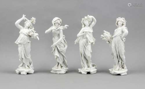 Four large white porcelain figures. The four seasons.