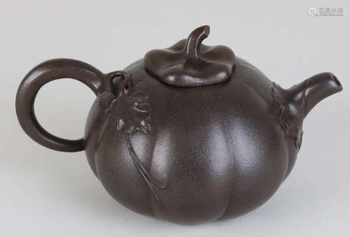 Old / antique Chinese Yixing teapot in pumpkin form.