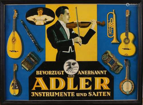 Old German cardboard lithographed Adler advertisement