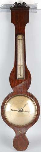 Antique English rosewood barometer with tin plates.