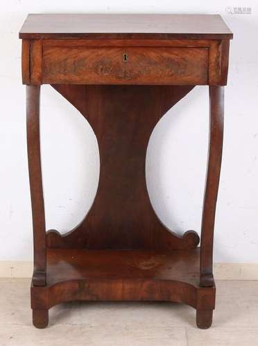 Early 19th century mahogany Empire trumeau with drawer.