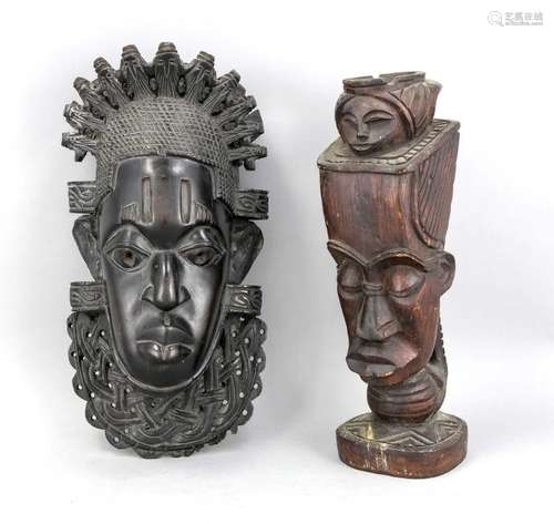 Two Oriental wood-struck figures. 20th century.