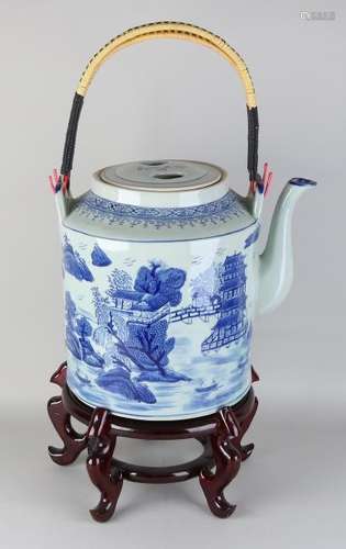 Particularly large old Chinese porcelain teapot with