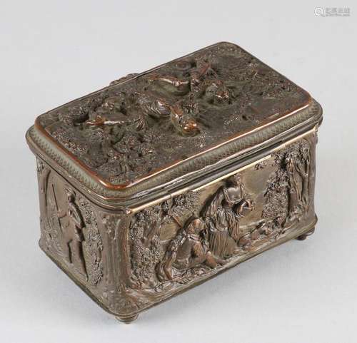 Antique brass historicalism box with figures and