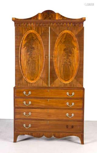 Early 19th century mahogany English cabinet with oval