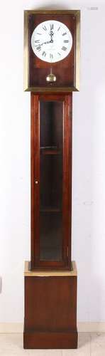 English small mahogany standing clock with display