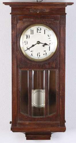 Antique German oak Jugendstil Kienzle regulator. Circa