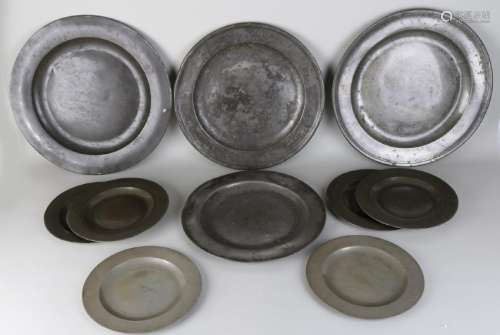 Lot of antique tin plates. 18th - 19th Century. Marks.