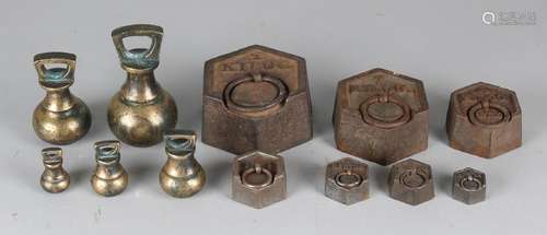 Two sets of 19th century weights. English. From iron