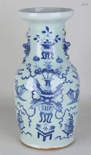 Large antique Chinese porcelain vase with celadon