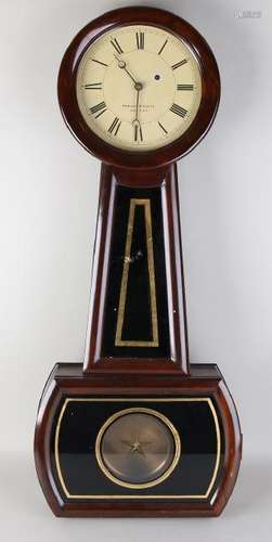 Large American mahogany banjo wall clock. Howard &