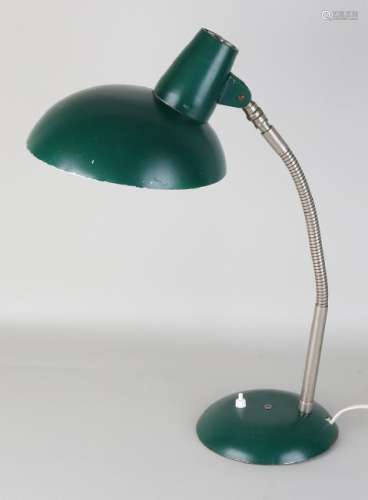 60-years Metal desk lamp. Dark green with nickel. Size: