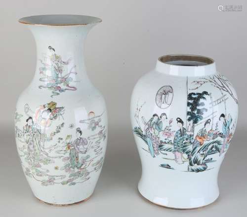 Two large antique Chinese porcelain vases with figures