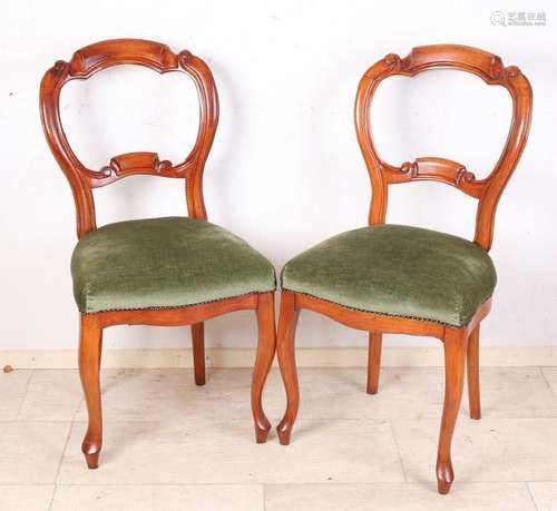 Four 19th century Louis Philippe chairs with velvet