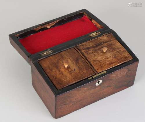 19th Century rosewood tea chest with two compartments