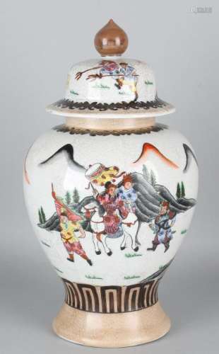 Large old Chinese baluster shaped cantonese vase with