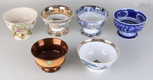 Six antique ceramic cabinet bowls. Divers. Circa 1900.
