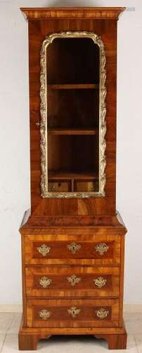 18th Century German walnut Baroque display cabinet with