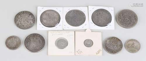 Lot with 11 coins: 1x 2,5G from 1864, 1x 2,5G from